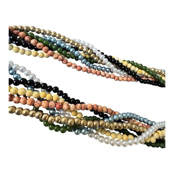 Vintage Twist A Bead 80s Necklaces 7 Strands Stone Pearl with Gold Tone Clasp - Picture 3 of 11